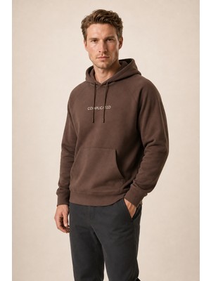 Redline Kitell Yeni Sezon Erkek Regular Fit Pamuklu Kapüşonlu Sweatshirt Kahve