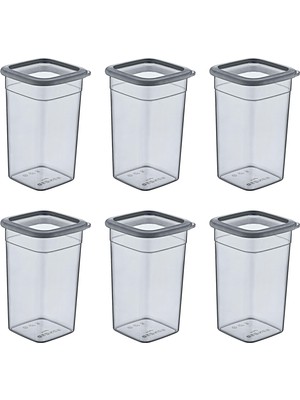 Esranın Dünyası Smartware 6'lı Set Skali Kare Saklama Kabı Antrasit 1440 ml
