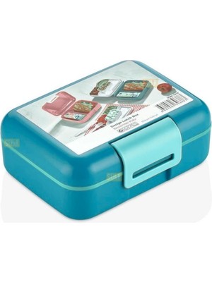 Esranın Dünyası Vagonlife Bento 1600ML Lunchbox Tek Katlı 2 Bölmeli Pp Plastik Sefer Tası Yemek Kutusu Turkuaz