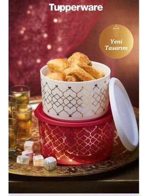 Esranın Dünyası Tupperware Tek Parmak 2'li Saklama Kabı Seti Kırmızı Krem