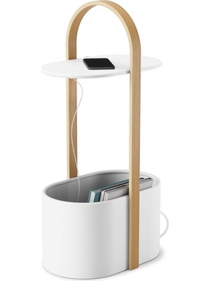 Esranın Dünyası Umbra Depolama ve Kablo Yönetimli Bellwood Yan Sehpa, Beyaz 9.5" x 13.7" x 27"