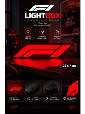 UstaPrint3D F1 LED Lightbox Dekoratif Lamba Kırmızı Işıklı Prizli Anahtarlı 26X7 cm