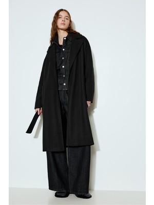 Allbucks Pull & Bear, Uzun Kuşaklı Kaşe Kaban ABPNB00003