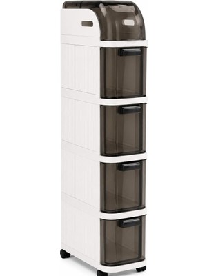 Esranın Dünyası Pro Slim Tekerlekli Organizer Dolap, 4 Çekmeceli Dar Alan Depolama Ünitesi, Banyo, Mutfak ve Çamaşır Odası Için Çok Amaçlı Aralık Dolabı, 95X20X38,5 cm