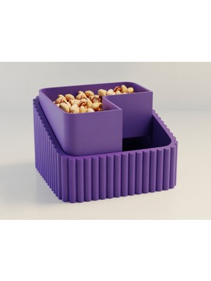 Brf Store Prime Fıstık Kasesi – 3D Baskı Çift Hazneli Kabuk Ayırıcı Sunum Kasesi - Mor Mor