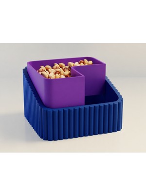 Brf Store Prime Fıstık Kasesi – 3D Baskı Çift Hazneli Kabuk Ayırıcı Sunum Kasesi - Mavi Mor