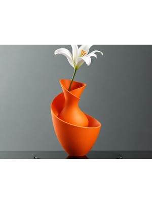 Brf Store Prime Bold Vazo – 3D Baskı Akışkan Formlu Dekoratif Vazo-Turuncu