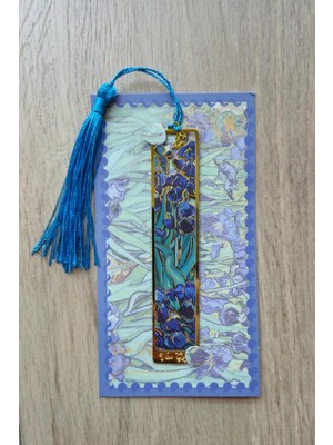 Esranın Dünyası Kolbi Craft,irisler Van Gogh Püsküllü Altın Renk Metal Kitap Ayracı Hediyelik Sanatsal