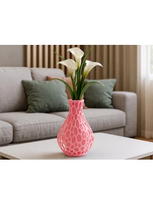 Brf Store Prime Petek Dokulu Vazo – 3D Baskı Delikli Dekoratif Vazo-Pembe