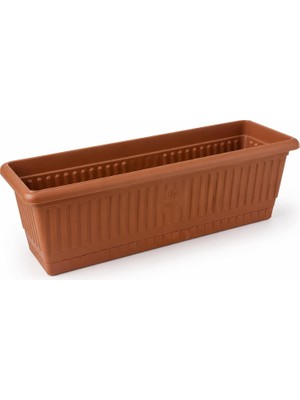Brf Store Prime Kemer Balkon Saksısı, Dikdörtgen Plastik Saksı, Kahverengi, Geniş Hazneli, Çiçeklik (50 Cm-9,5