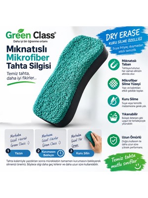Green Class Mıknatıslı Tahta Silgisi-Microfiber