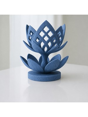 Brf Store Prime Lotus Çiçeği Mumluk – 3D Baskı Dekoratif Tealight Mumluk-Mavi