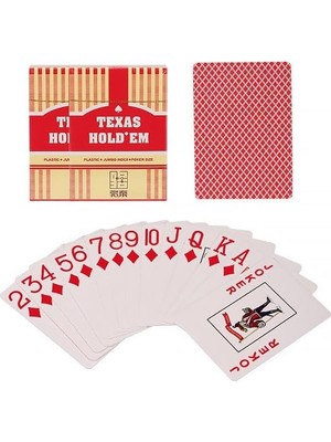 Brf Store Prime Kırmızı Jumbo Plastik Su Geçirmez Jumbo Blackjack Iskambil Oyun Kağıdı CIN385KR