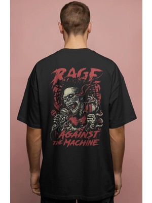 Sevbano Rage Against The Machine Rock Metal Müzik Grubu Baskılı Unisex Oversize Premium Tişört
