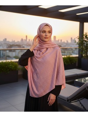 Modakaşmir Moda Kaşmir Satır Çizgili Şal Eflatun