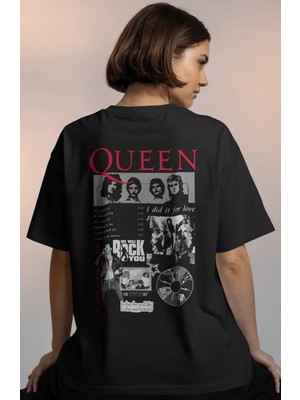 Sevbano Queen Müzik Grubu Baskılı Unisex Oversize Premium Tişört