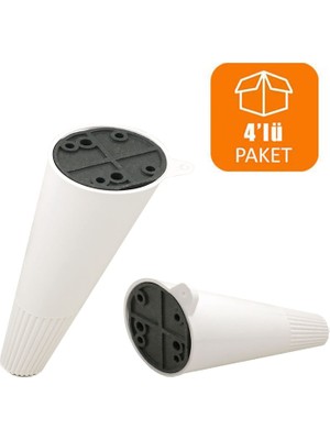 Esranın Dünyası BADEM10 Açılı Konik Ayak Mobilya Baza Koltuk Puf Ayağı Beyaz 12 cm (4 Adet)