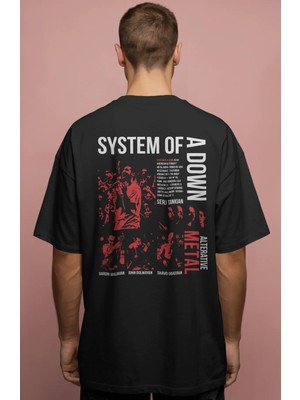 Sevbano System Of A Down Rock Metal Müzik Grubu Baskılı Unisex Oversize Premium Tişört