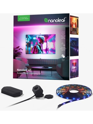 Esranın Dünyası Nanoleaf 4d Ekran Yansıtma + Işık Şeridi Kiti (85 Inçe / 215 Cm'ye Kadar Tv/ekranlar Için) – Akıllı Rgbw LED Şeridi + Kamera, Thread ve Wi-Fi Destekli; Alexa, Google ve Apple ile Uyumlu