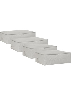 Esranın Dünyası Ocean Home Textile 4'lü Gri Balıksırtı Baza Altı Hurç Set 2 Adet 62 x 46 x 22/2 Adet 74 x 46 x 22 cm
