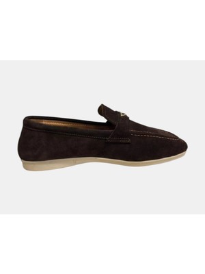 Myfit Shoes 712 Kadın Hakiki Deri Makosen Babet Ayakkabı Kahve Süet