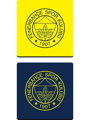 Fenerbahçe Sarı Lacivert Tek Renk Arma Ahşap Bardak Altlığı (2'li Set) - Lisanslı Orijinal