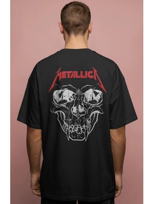 Sevbano Metallica Rock Metal Müzik Grubu Baskılı Unisex Oversize Premium Tişört