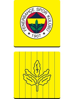 Fenerbahçe Arma Palamut Sarı Ahşap Bardak Altlığı (2'li Set) - Lisanslı Orijinal