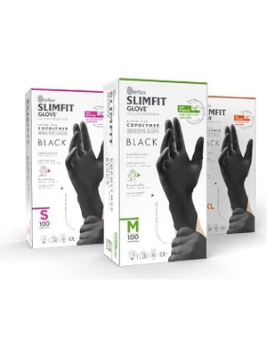 Esranın Dünyası Reflex Slimfit Copolymer Tek Kullanımlık Eldiven 100’LÜ Paket – Gıda Uyumlu, Pudrasız, Lateks Içermez, Gıda Hazırlama, Temizlik ve Servis Için Dayanıklı Eldiven (1, Siyah, S)