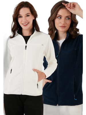 Esranın Dünyası Lela Slim Fit Anti-Pilling Tüylenme Yapmayan Fermuarlı Cepli Hırka 2' Li Paket Polar Bayan Polar 5907002S2