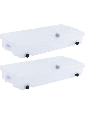 Esranın Dünyası Rubbermaid Yatak Tekerlekli Saklama Kutusu Altında, 68 Qt, 2'li Paket, Çift Menteşeli Kapaklı ve Sağlam Tekerlekli Plastik Kaplar, Dar Alanlar Için Görünür Organizasyon