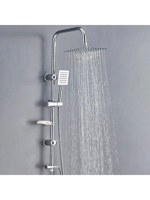 Esranın Dünyası BADEM10 Robot Tepe Duş Seti Takımı Shower Yağmurlama Kare Banyo Masaj Duş Başlığı Sistemi Krom
