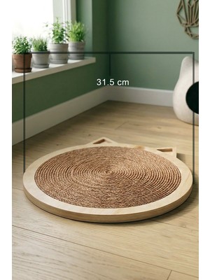 Empressco Ahşap Kedi Tırmalama Tahtası | Doğal Ahşap Jüt Ip Kedi Tırmalama | 32CM | Hem Zeminde Hem Duvarda Dik ve Yatay