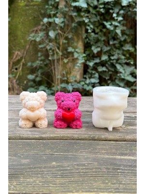 Esranın Dünyası Rufus Concept Teddy Bear Gül Dokulu Küçük Tekli Mum Kalıbı