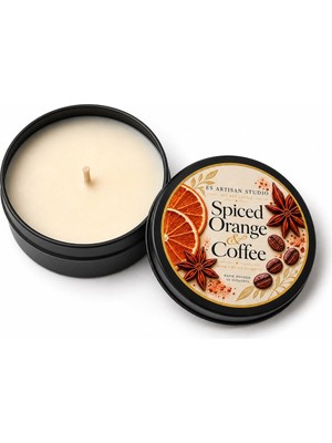 Esranın Dünyası Es Artisan Studio Spiced Orange & Coffee Kokulu Soya Mum, Metal Kutu