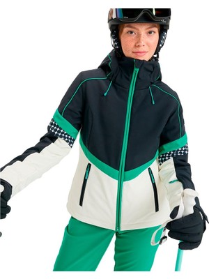 Esranın Dünyası Quiksilver ERJTJ03512-PEAK Chıc Softshell Jk Siyah Desenli Kadın Waterproof Kayak Montu