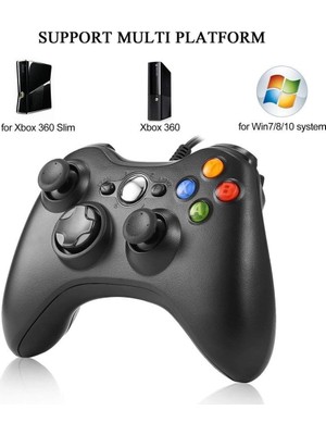 TeknoKapsül Xbox 360 Controller Pc Kablolu Oyun Kolu 2,20M USB Kablolu Bilgisayar Oyun Kolu Gamepad Joystick Controller Bilgisayar Uyumlu