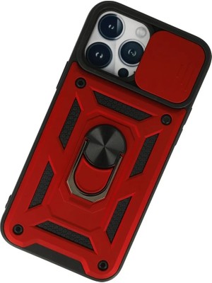 TeknoKapsül Newface Iphone 13 Pro Max Kılıf Pars Lens Yüzüklü Silikon - Kırmızı