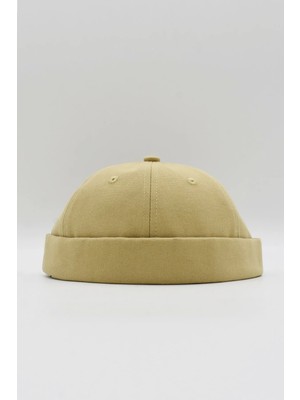 Külah Erkek Deri Bantlı Hipster Cap Camel Docker Şapka
