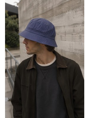 Külah Unisex Washed Navy Bucket Şapka Pamuklu Balıkçı Şapkası
