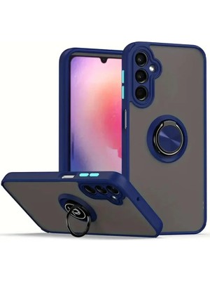 TeknoKapsül Newface Samsung Galaxy S25 Kılıf Montreal Yüzüklü Silikon Kapak - Lacivert