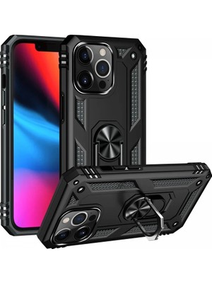 TeknoKapsül Newface Iphone 13 Pro Max Kılıf Sofya Yüzüklü Silikon Kapak - Siyah