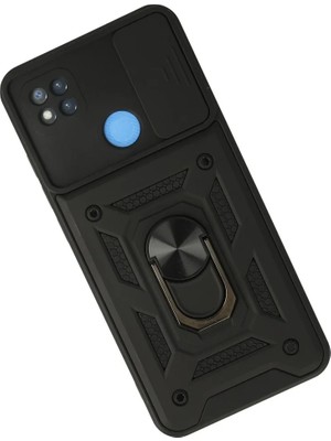TeknoKapsül Newface Xiaomi Redmi 9c Kılıf Pars Lens Yüzüklü Silikon - Siyah