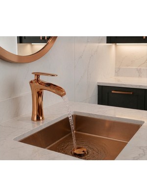 Titanium Design Şelale Rose Gold Lavabo Bataryası