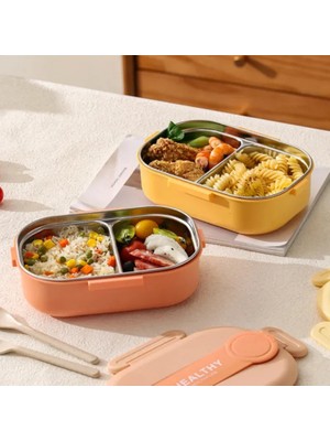 Ttt 2 Bölmeli Yemek Kabı - 304 Paslanmaz Çelik - 900 ml