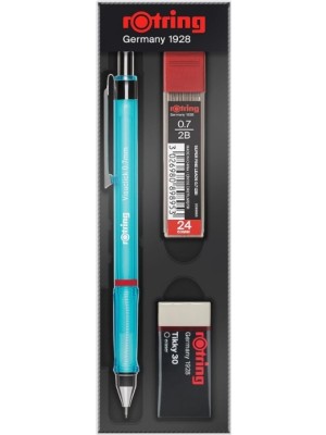 Rotring Visuclick Versatil Kalem 3’lü Okul Seti, Uçlu Kalem 0.7 Mm, 0.7 Uç 2b, Silgi Hediye - Mavi