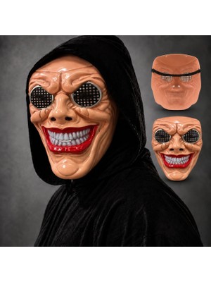 Çerçici Kırmızı Ağız ve Beyaz Diş Detaylı File Gözlü Maske