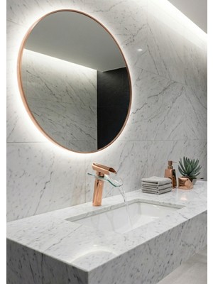 Titanium Design Cam Şelale Rose Gold Lavabo Bataryası