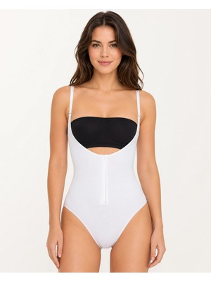 Melonika Kadın Beyaz Rengi Agraflı Göğüs Açık Body Korse Ln