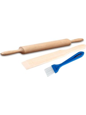 FAYDA PLASTİK Fayda Plastik Merdane Ahşap Set 3'lü 4 Adet